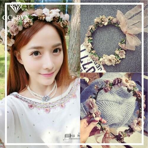 CC Headband Flower Hairbands Jewelry Crown Wedding Hair Accessories for Women Bridesmaids Girl Hairwear 100% Handmade Gift TS054