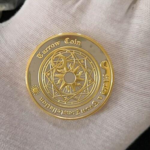 Gold Plated Sun Moon Divination Tarot Coin Lucky Constellation Collection Art