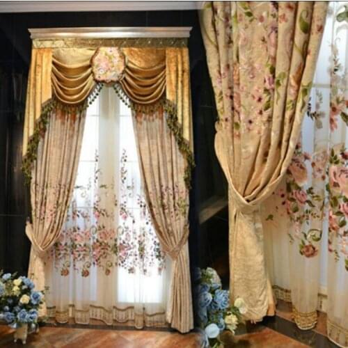 Customized Luxury Embroidered Jacquard Colorful Embroidered Curtain Chenille Curtain Cloth Bedroom Living Room Finished Curtains