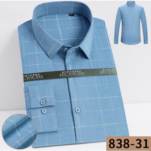 Non-iron Longsleeve Shirt for Men Daily Slim Fit Shirt Men Business Casual Plaid Striped Shirt Wear Mens Fashion Clothing Trends