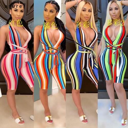 Sports Tight Combinations Traf Rompers Playsuits Summer Women Monkeys One Piece Sexy Club Outfits Bodies Combishort CY8435