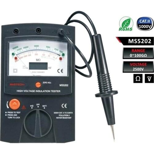 MASTECH MS5202 Digital/Analogue/Dual Display/Pointer Megger Megometro Insulation Resistance Tester Max to 2500V 100000 Mohm