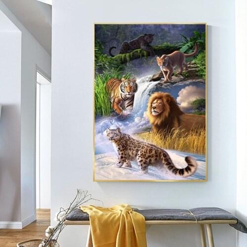 Tiger Lion Panther Leopard Wall Art Canvas Painting on The Wall Wild Animals Posters and Prints Picture Living Room Home Decor