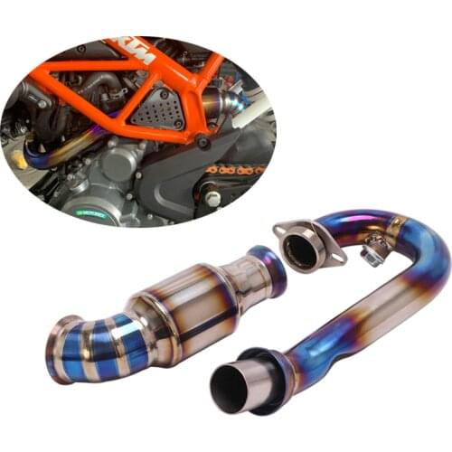 Delete Catalyst Header Mid Link Pipe Motorcycle Blue Titanium Alloy Exhaust Pipe for Duke 390 125 200 250 390 RC390 2017-2020
