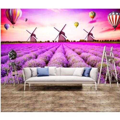 WDBH Custom photo 3d wallpaper European style lavender windmill home decor living room 3d wall murals wallpaper for walls 3 d