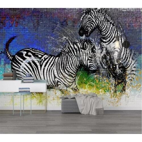 Wellyu Custom Wallpaper 3D Photo Murals Modern Fashion Minimalist Watercolor Zebra Brick Wall Cool sofa Background Wall paper