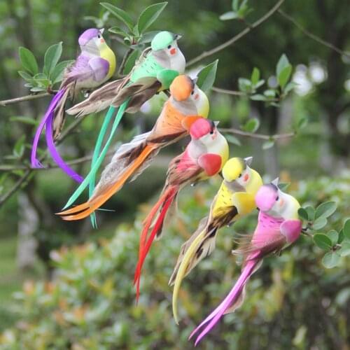 12Pcs Multicolor Artificial Foam Animal Bird Clip Clamp Home Garden Ornament Vivid color bird decorated, shiny and beautiful