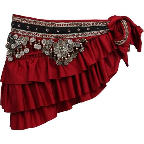 Tribal Bellydance Clothes Gypsy Costume Accessories Fringe Wrap Retro Coins Belts Hip Scarf Belly Dance Belt