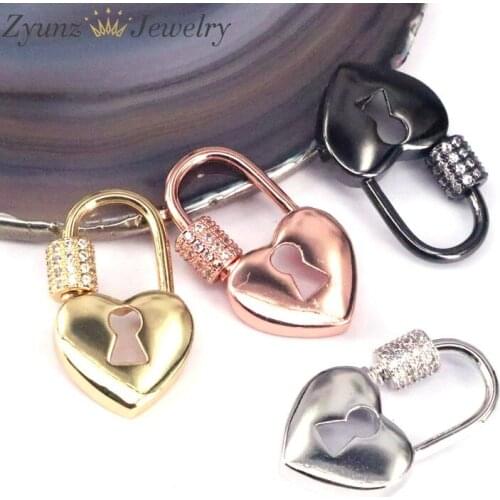 10PCS, CZ Lock DIY Jewelry Making Accessories Classic Heart Shape Spiral Clasps DIY Necklace Bracelets