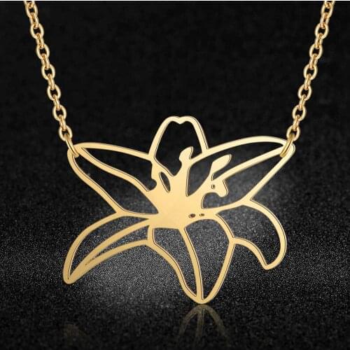 100% Stainless Steel Plumeria Flower Fashion Necklace for Women Personality Jewellery Special Gift Wholesale