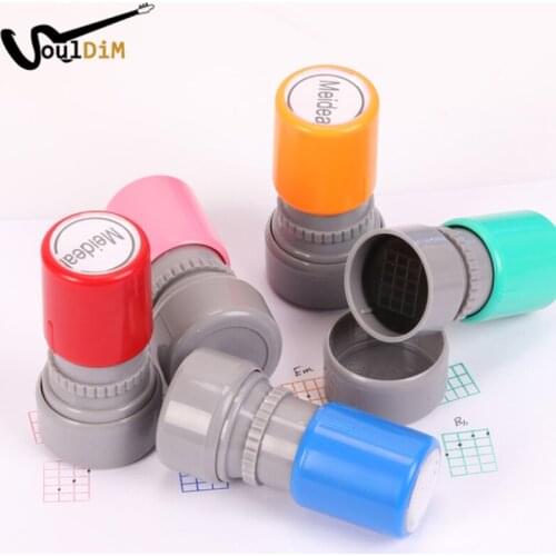 12pcs Multi Color Ink Guitar Ukulele Common Chord Stamp 6 String 3 Frets Rubber Stamps Drop Shipping Wholesale