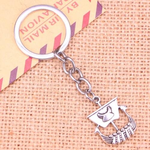 20pcs New Fashion Keychain 26*21 mm viking ship boat Pendants DIY Men Jewelry Car Key Chain Ring Holder Souvenir For Gift