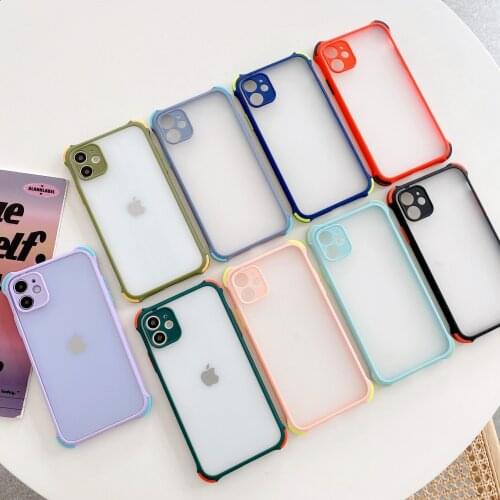 4 Corner Anti-fall Collision Color Skin Friendly Case for iPhone 8plus XS XR Mobile Phone Housing for iPhone11Pro Max 7p 12 Mini