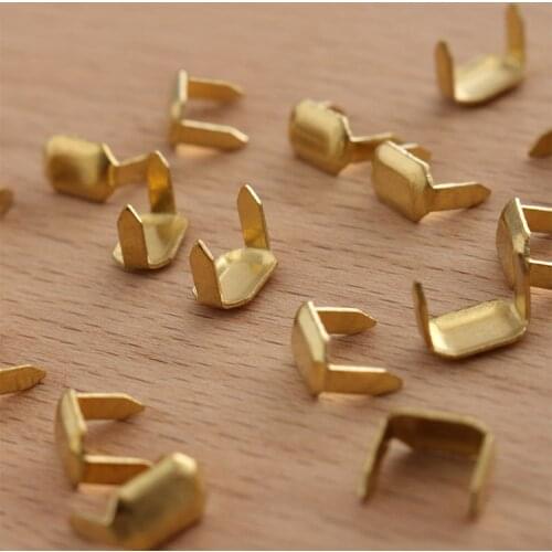 50/100 Pcs Brass Leather Staples Copper Belt Loops Fastener Holder Strips Connector Holder Belt Clip Keeper