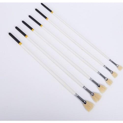 6pcs/set Sector Oil Painting Brush Pig Bristles Hair Painting Oil Drawing Brush