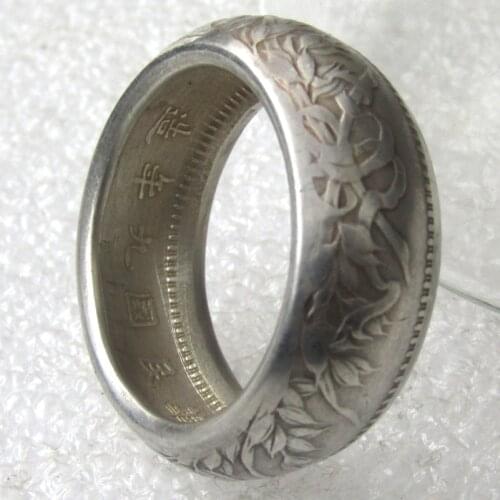 90% Silver China 1920 Yuan Shi Coin Ring Size 12-15