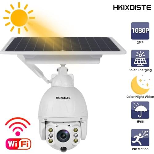 AHCVBIVN Solar Panel PTZ IP Camera 1080P Outdoor Security Wireless Camera PIR Motion Detection CCTV Video Surveillance Camera