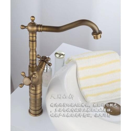 Double handle bamboo faucet with single lever golden bathroom basin sink faucet price in india , antique faucet