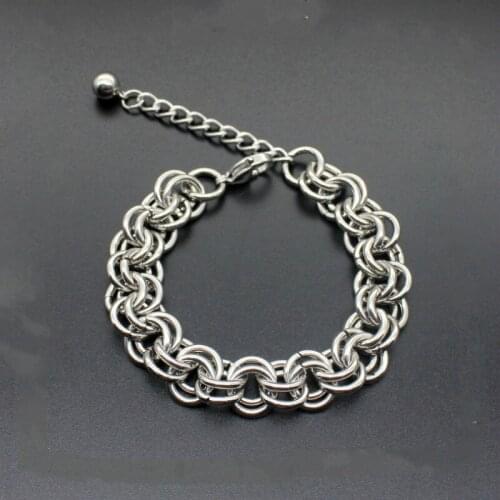 Hip Hop Stainless Steel double Link Chain Bracelet For Men Women Wristband Hand Charm Link Bracelets Male Accessory Wholesale
