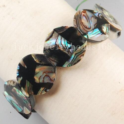 Free Shipping Fashion Jewelry New Zealand Abalone Shell Flower Art Stretch Bracelet 7" FG5906