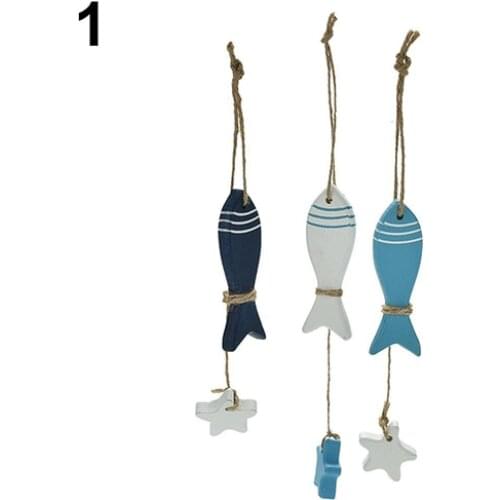 Mediterranean Style Wooden Fish Star Dolphin Hanging Marine Nautical Decor Boat Ship Beach Wall Ornament Wood Craft Sea Shells