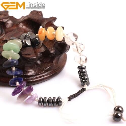 Gem-inside Natural chips Heishi Rondelle Disc Mixed Color Elastic Bracelet Jewelry For Women Men DIY Jewelry