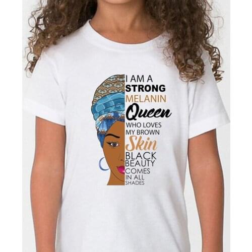 I Am A Strong Queen Letters Printed Kids T-shirt Children Summer New Fashion Feminist Tshirts Black Girls Unisex Casual Tops Tee