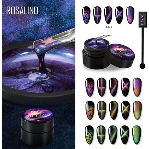 ROSALIND Gel Nail Polish 9D Cat Eye Manicure Set Hybrid Base Gel Varnishes Magnetic Semi Permanent Top Coat Nail Extension Art