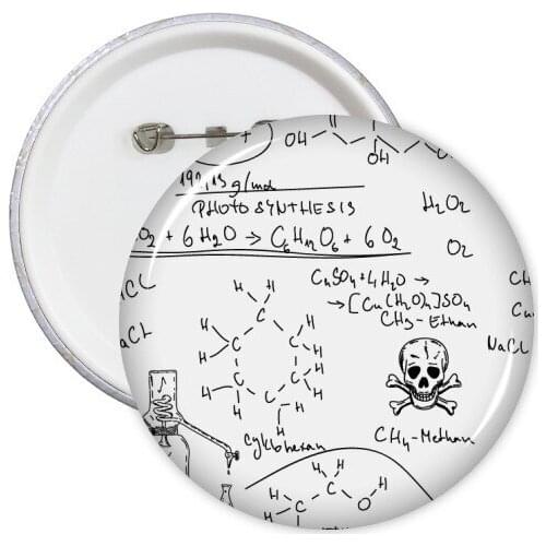 Calculus Organic Chemistry Experiment Formula Illustration Round Pins Badge Button Clothing Decoration Gift 5pcs