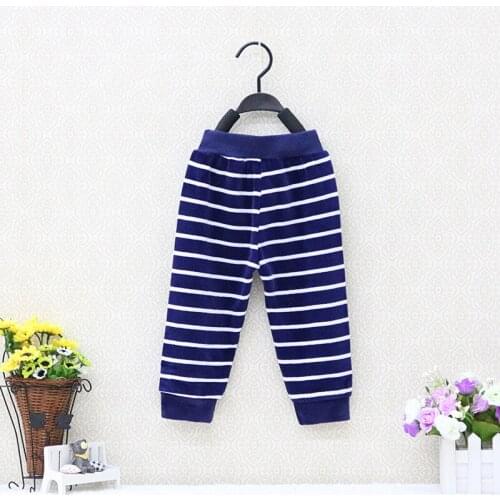 2021 Little Q Fashion boy velvet striped pants Autumn long sport pants baby pants Middle waist trousers