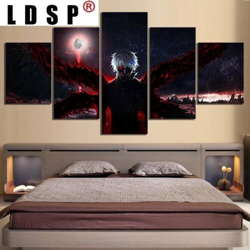 LDSP 5 Panels Japan Style Ghoul Animation Anime Canvas Painting Print Poster Modern Wall Art Pictures For Home Decor Living Room