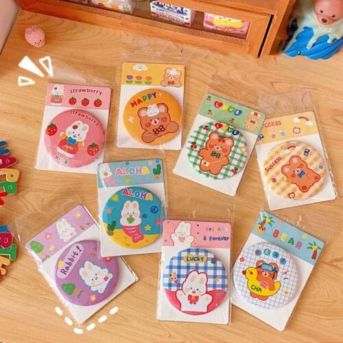 Mini Kawaii Round Pocket Hand Mirror Cute Cartoon Makeup Mirror Portable Travelling Cosmetic Mirror Girls Gifts Accessories