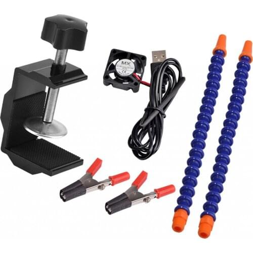 Assembly Soldering Stand Repairing Desk Clamp Tool KIt Alloy Base W/ Fan