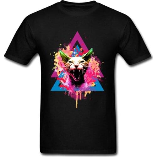 Latest Angry Sphynx Cat Men Crazy T-shirt Unique Animal Design Tops Short Sleeve Tees Watercolor Canadian Hairless