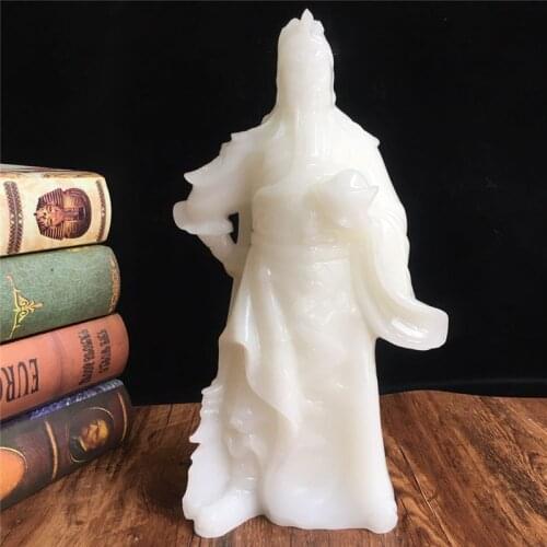 Natural A white jade hand carved guan gong jade handicraft decoration jadeite jade patron saint men pendants jade jewelry