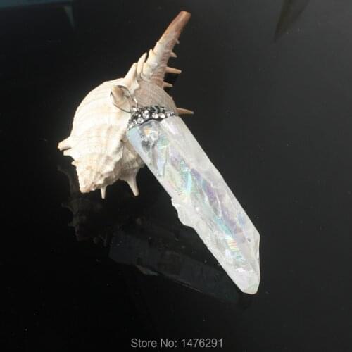 NEW Charming Plating AB Clear Crystal Quartz Irregular Bead Diamante Jewelry Pendants 1PCS