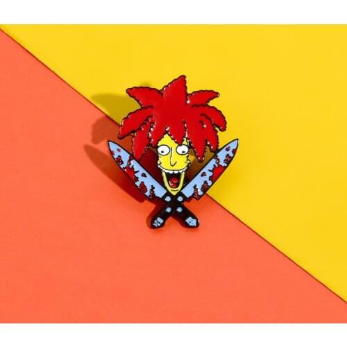 New Cartoon Knife Animated Character Head Brooch Badge Funny Cute Jewelry Creative Student Female Pins Enamel Gift For Man