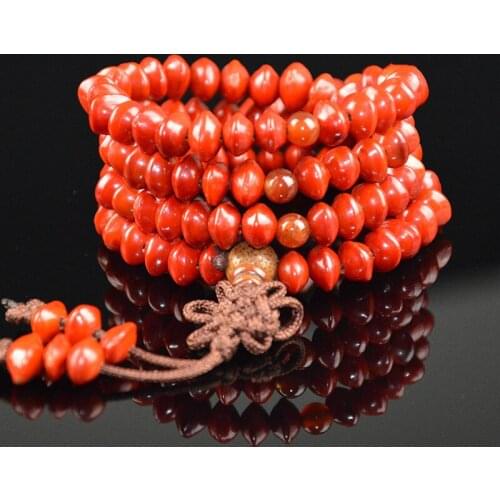 Support Wholesale Red Beans Natural Bodhi Bracelet 108 Blood Bodhi Beans Wood BraceletsTibetan Style Buddhism Fashion Jewelry