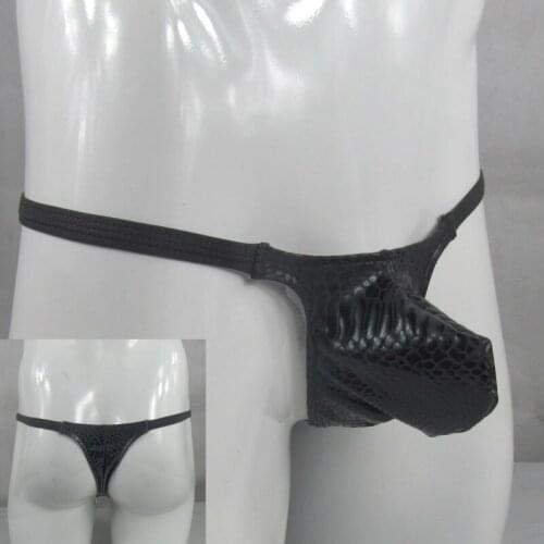 Sexy Mens Thongs Underwear T-back Bulge Pouch g5473 coated blank snake skin