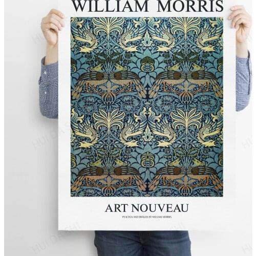 William Morris Exhibition Poster, Print, Art Nouveau, Apple Pattern, Fabric Textured Background, Victorian Ornament, Apples