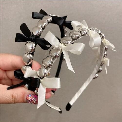 Silver Love Hairbands For Women Ribbon Bow Hair Accessories Fancy Headband for Girls Headbands Head Wrap