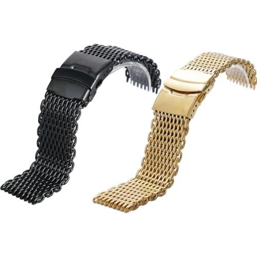Black Gold Stainless Steel Watch Band Strap for Business Watches Replacement Wrist Bracelet 18/20/22/24mm