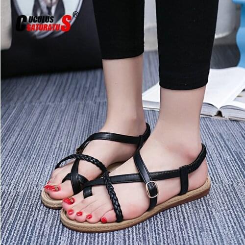 Cuculus 2020 summer shoes flat sandals women aged soft flat fashion sandals comfortable mother shoes free shipping 201