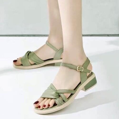 LIHUAMAO women sandals square heel casual comfy heel Ankle strap fashion round toe elegance lady sandals women shoes