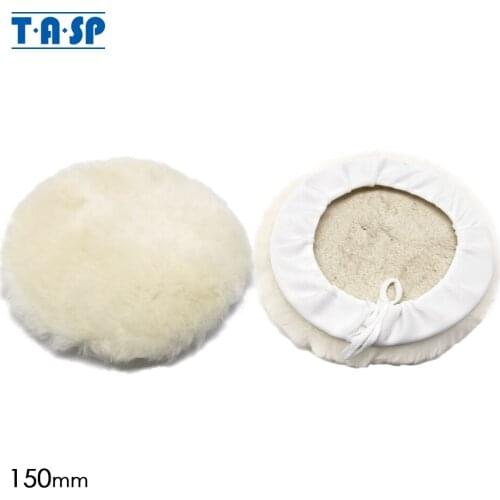 TASP 2pcs 150mm 6 Inch Wool Polishing Pad Waxing Polisher Buffing Car Paint Care Polishing Cleaning Discs for Auto Polisher