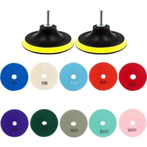 TOP 12Pcs 3 inch Diamond Polishing Pads Set Wet/Dry Polishing Kit for Granite Stone Concrete Marble Floor Grinder Polisher
