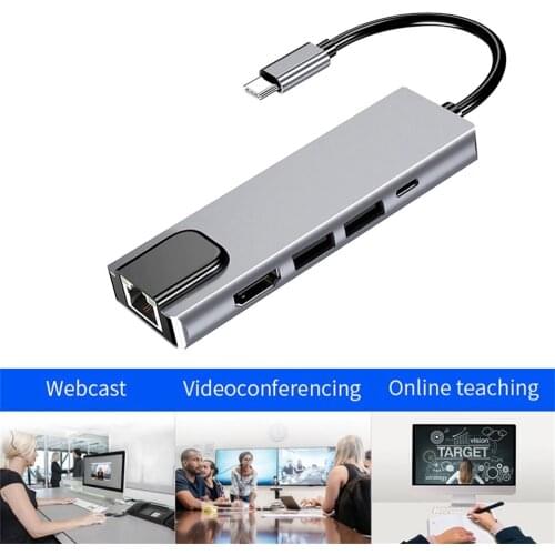 USB-C to RJ45 HDMI Type C Charging Port Hub Gigabit Ethernet Lan 4K for Macbook