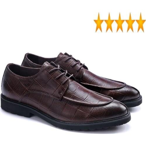 Korean Retro Pointed Toe Mens Genuine Leather Casual Shoes Lace Up Business Man Footwear High Quality Block Heel Oxford Zapatos