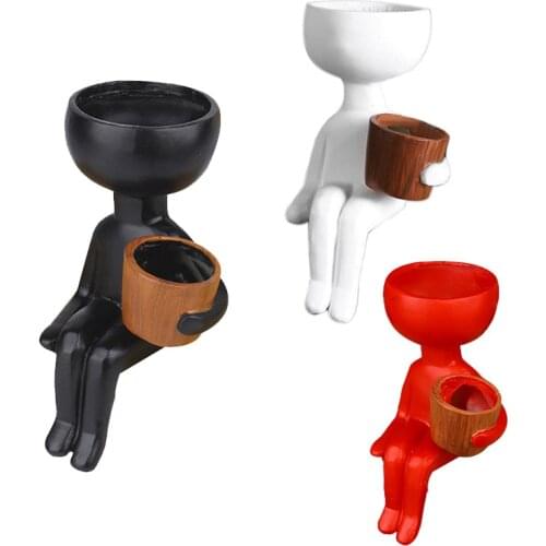 Art Portrait Vase Resin Flower Pot Abstract Character Succulents Plant Pot Desktop Vase Mini Landscape Decor