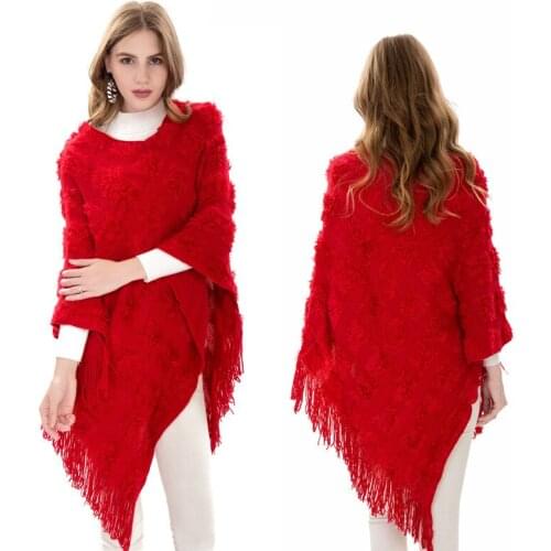 Spring/Autumn Woman Sweaters England Style Batwing Sleeve V-Neck Pullover Trend Cloak Tassel Knitted Shawl Lady Stylish Capes